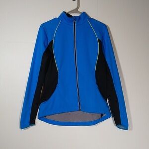 Reebok blue black wind runner running cycling soft shell jacket M